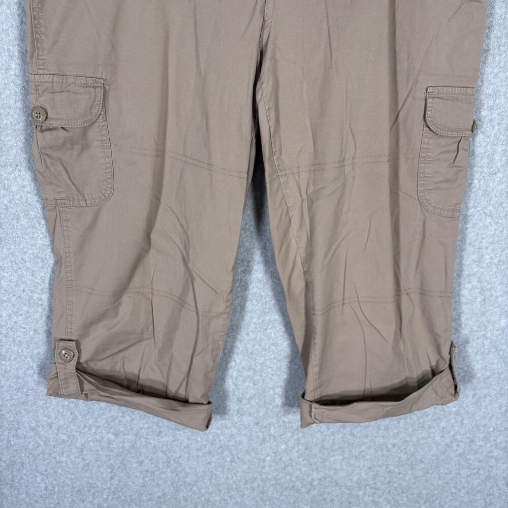 St Johns Bay Cargo Capri Pant 12 Khaki Utility Baggy Stretch Hiking GORP Y2K 90s - Picture 3 of 13